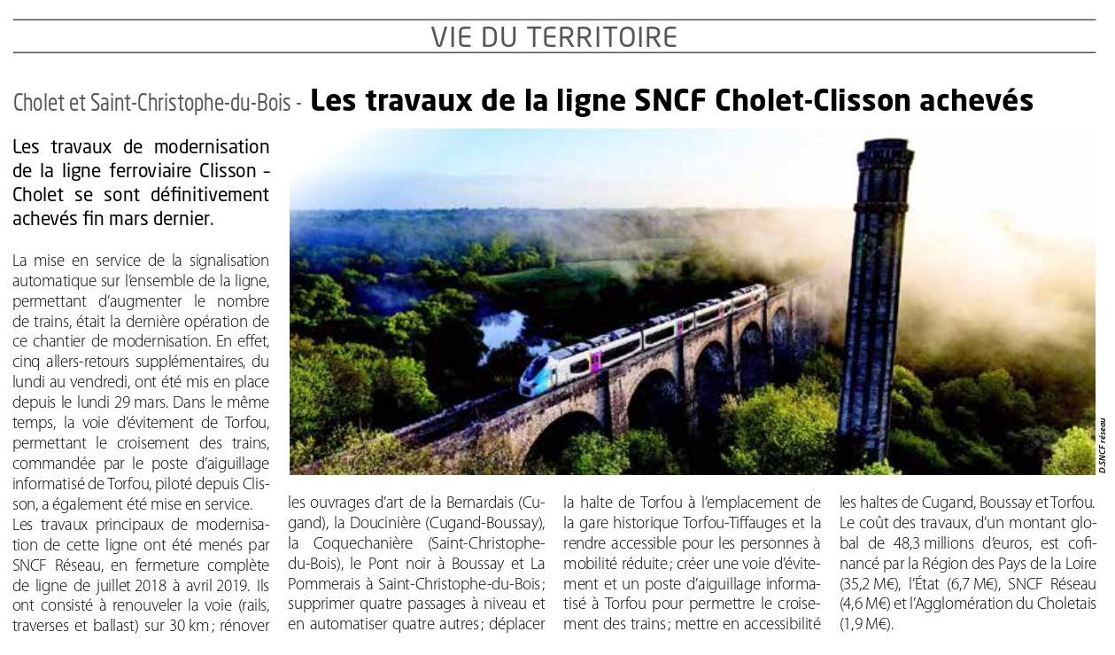 Synergences 578- Les travaux de la ligne SNCF Cholet-Clisson achevés
